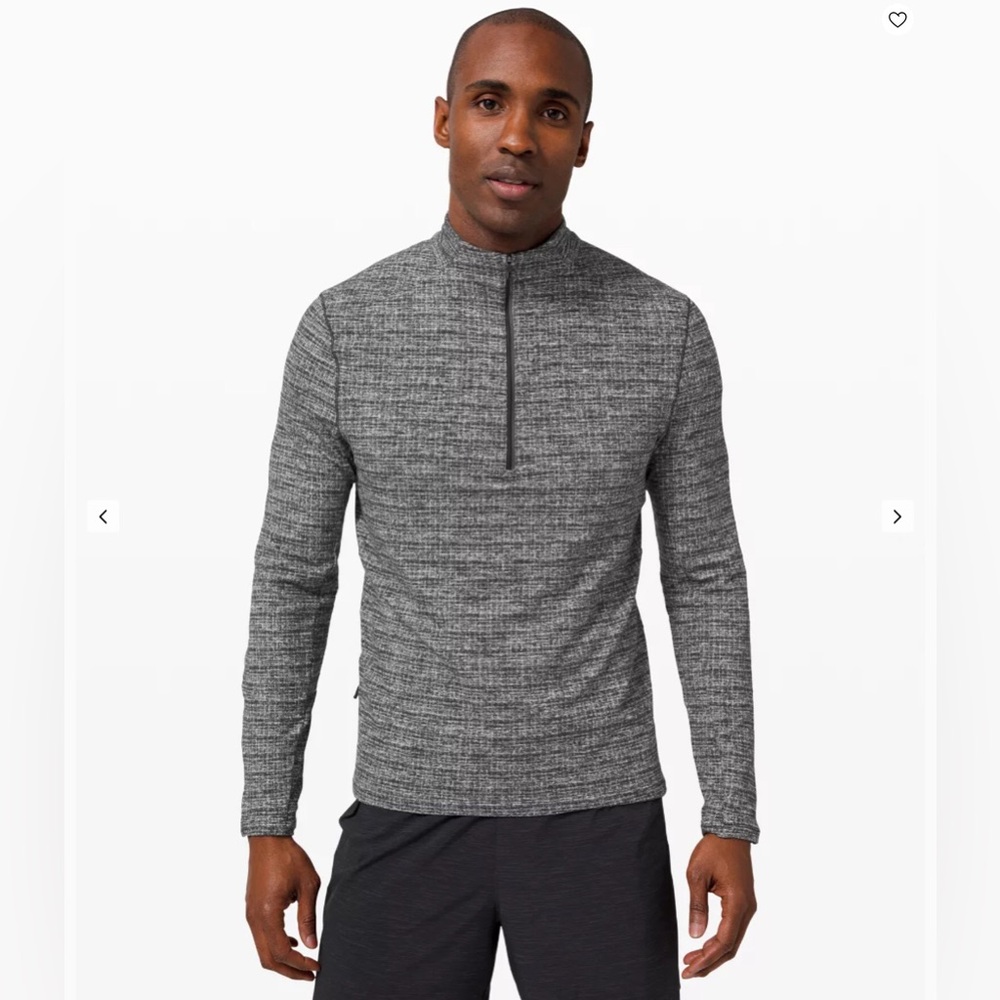 🌼LULULEM🍋N Surge Warm 1/2 Zip Gray Black Crosshatch Sz M